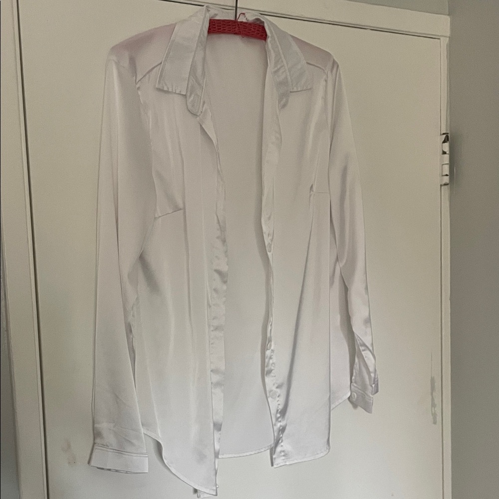 Elegant White Satin Blouse